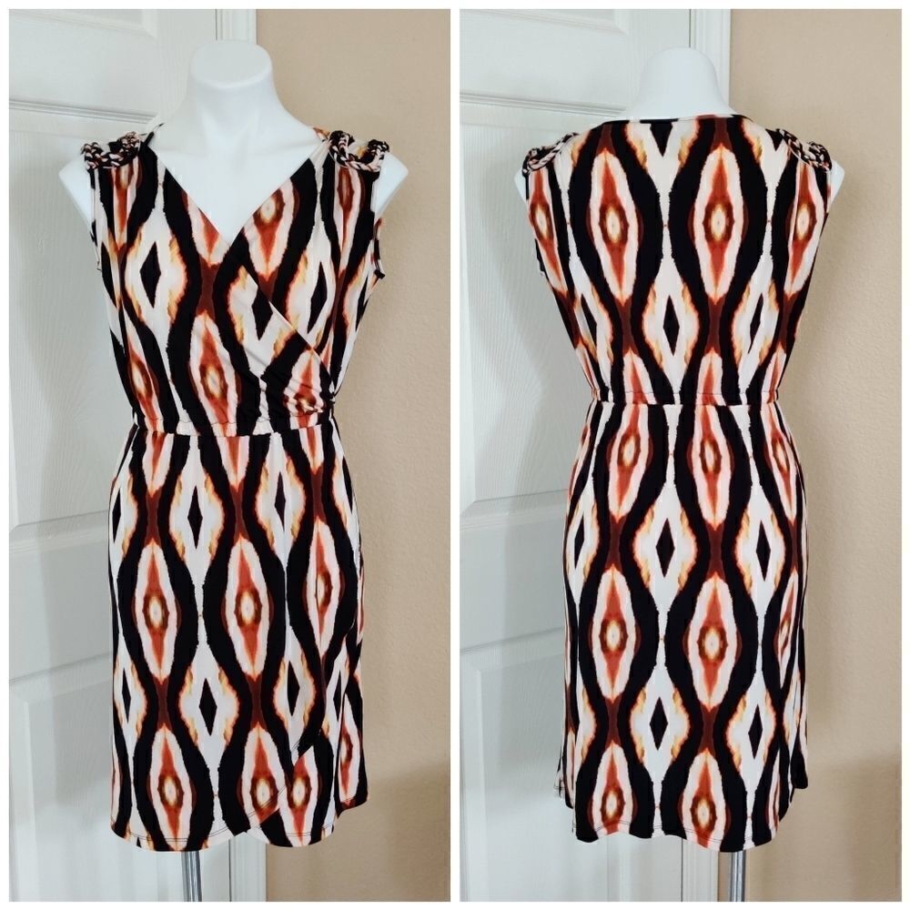 Worthington Ikat surplice tulip hem dress XS